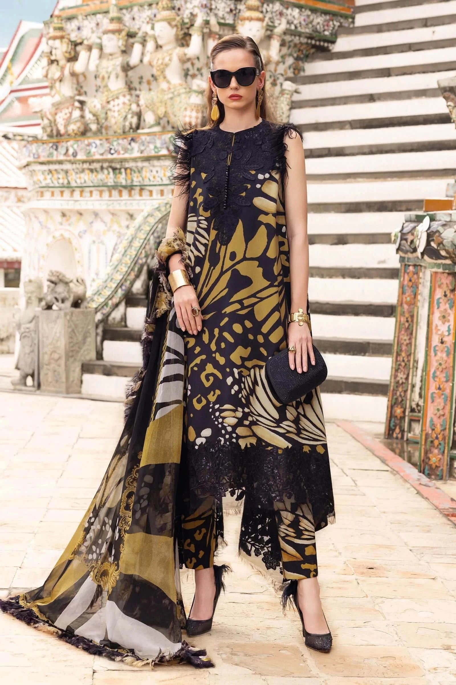 Maria B Printed Embroidered Lawn 3PC Unstitched Memon Clothes